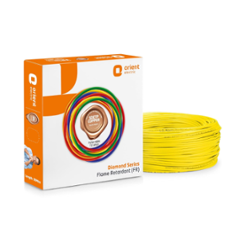 Orient Diamond 1.5 Sqmm Yellow PVC Insulated Copper Conductor Flame Retardant Wire, 711FRC5YE0150D, Size: 90 m