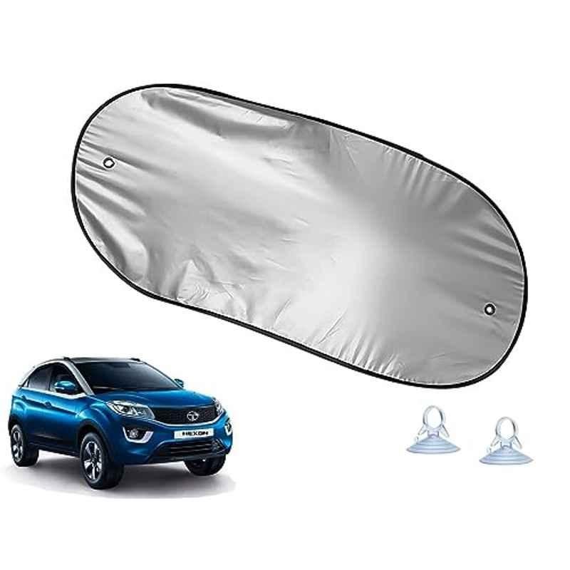 Auto Pearl Polyester Black & Silver Rear Window Sun Shade Curtain with Storage Pouch for Tata Nexon 2017-2019