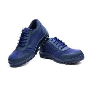 All Safe Genuine Leather Steel Toe Sports Look Blue Safety Shoes, Gola 7000, Size: 7