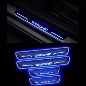 SureStrive 4 Pcs Acrylic Car Side Footstep Set with Blue LED Door Sill Scuff Plate for Maruti Suzuki WagonR Type-1 Model