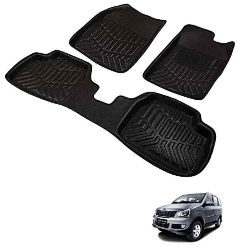Kozdiko 4 Pcs 3D Black Car Foot Mat Set for Mahindra Xylo