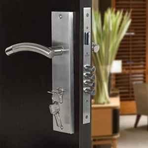 Saze 10 inch Stainless Steel Matt Finish Cylindrical Plate One Side Key Mortise Door Lock Handle Set with 3 Keys, MG-1101