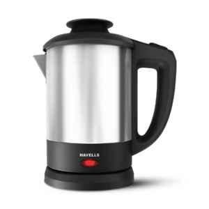 Havells Steelio 1250W 1 Litre Black & Silver Electric Kettle with 1 Year Warranty, GHBKTBLK125