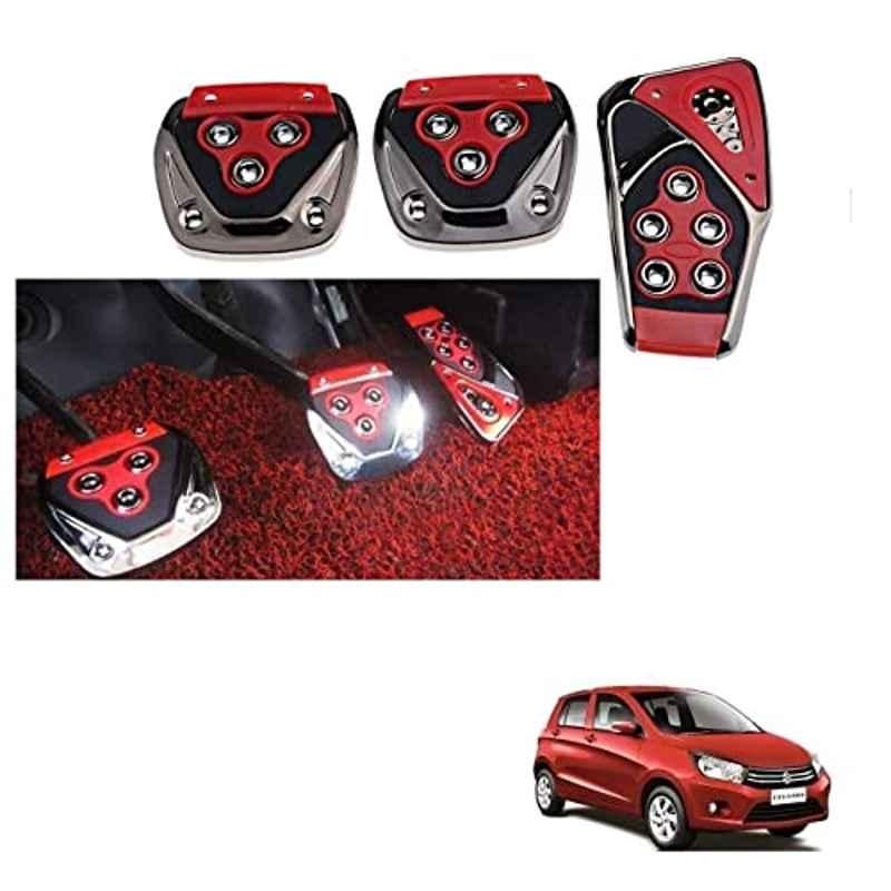 Kozdiko 3 Pcs Red Non-Slip Manual Car Pedals Cover Set for Maruti Suzuki Celerio