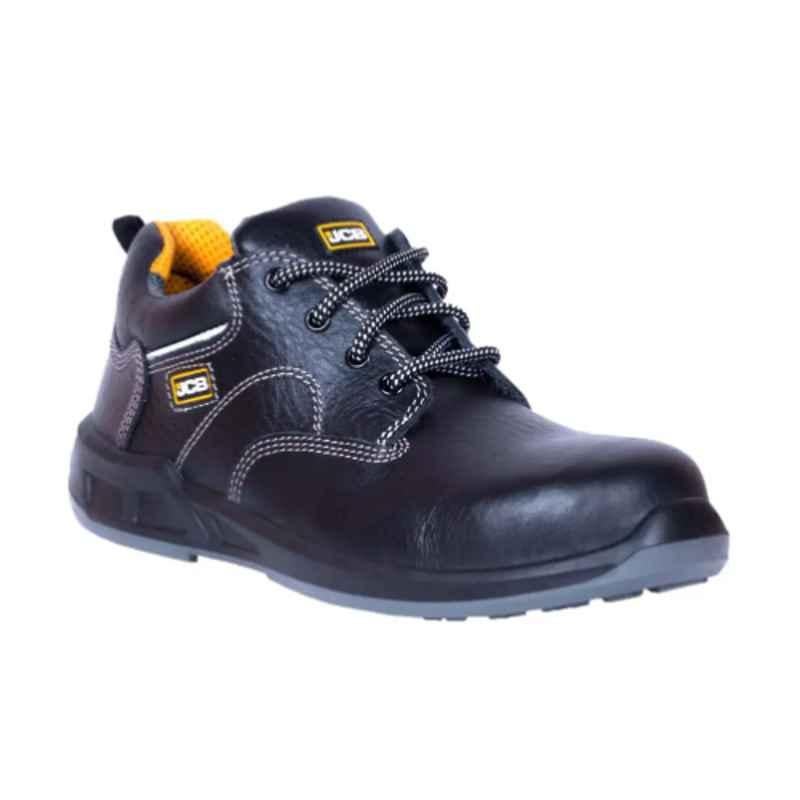 JCB GUTSO Leather Steel Toe Black Work Safety Shoes, Size: 6