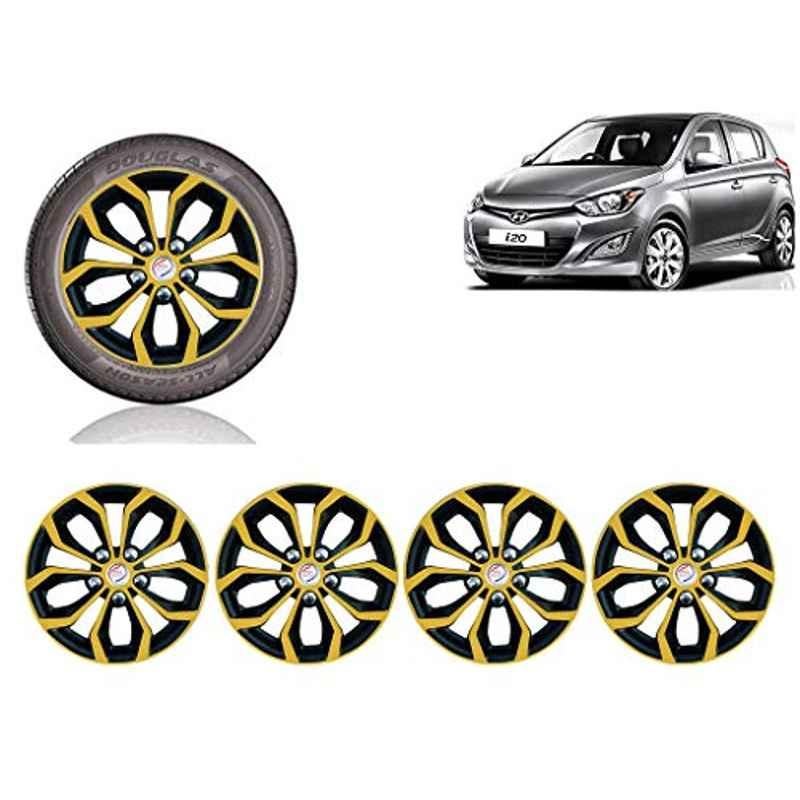 Auto Pearl 4 Pcs 14 inch ABS Golden & Black Car Wheel Cover Set for Hyundai i20 Type2