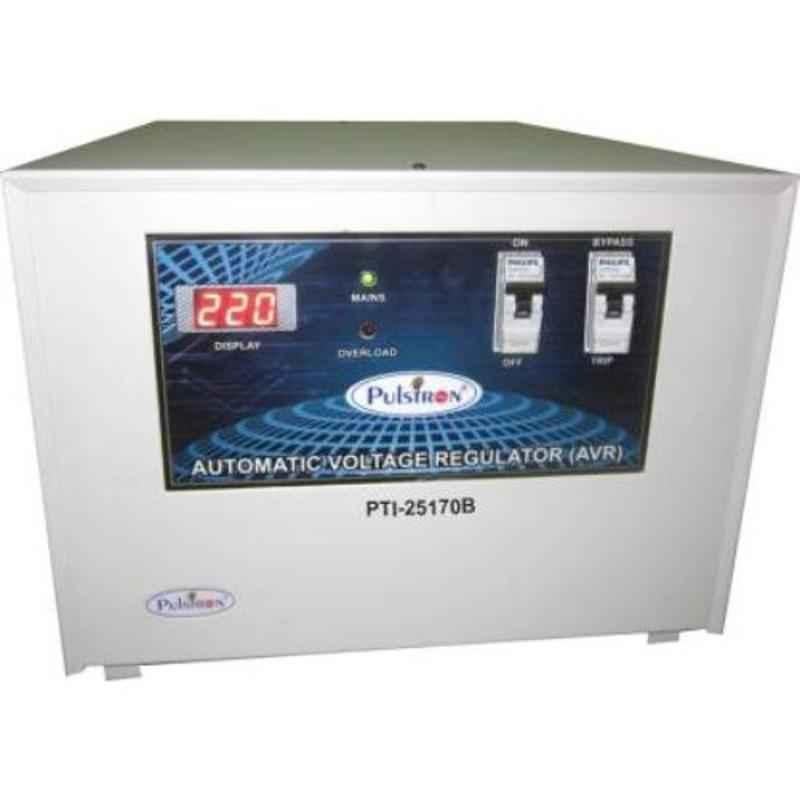 Pulstron PTI-25170B 25kVA 170-260V Single Phase Grey Bypass Automatic Mainline Voltage Stabilizer