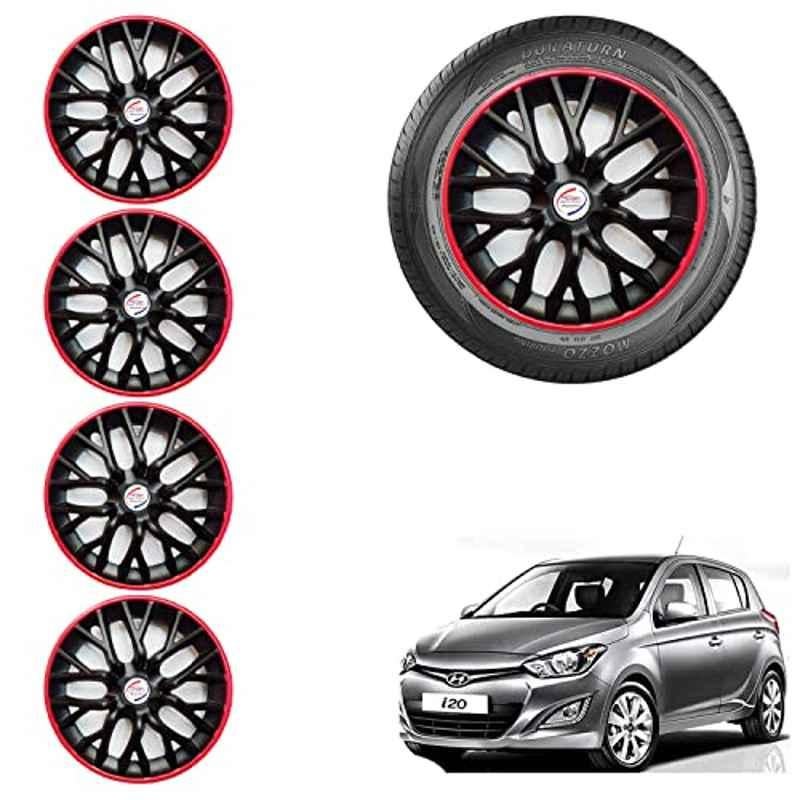 Auto Pearl 4 Pcs 14 inch ABS Black & Red Car Wheel Cover Set for Hyundai i20 Type 2