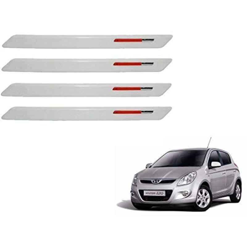 Kozdiko 4 Pcs White & Red Designer Car Bumper Protector Set for Hyundai i20, KOZ-65572