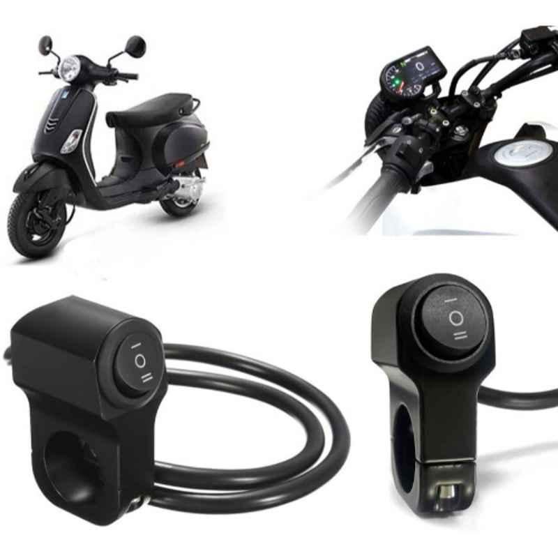 Auto Pearl 12V Aluminium Alloy Black Motorcycle Handlebar Headlight Switch for Notte BS6