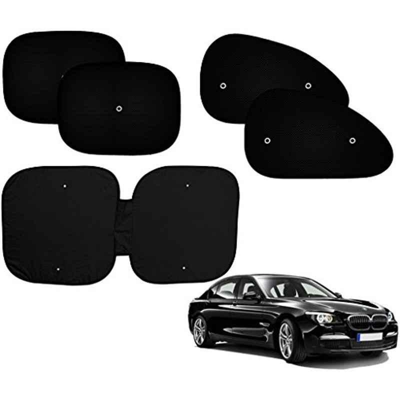 Auto Pearl 5 Pcs PVC & Mesh Black Window & Front Sun Shade Set for BMW 730d