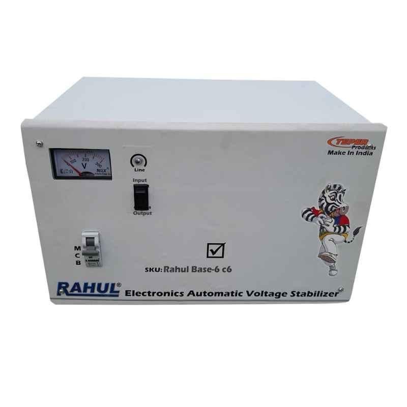 Rahul Base-6 C6 6kVA 24A 140-280V 3 Step Copper Automatic Voltage Stabilizer for Mainline Use