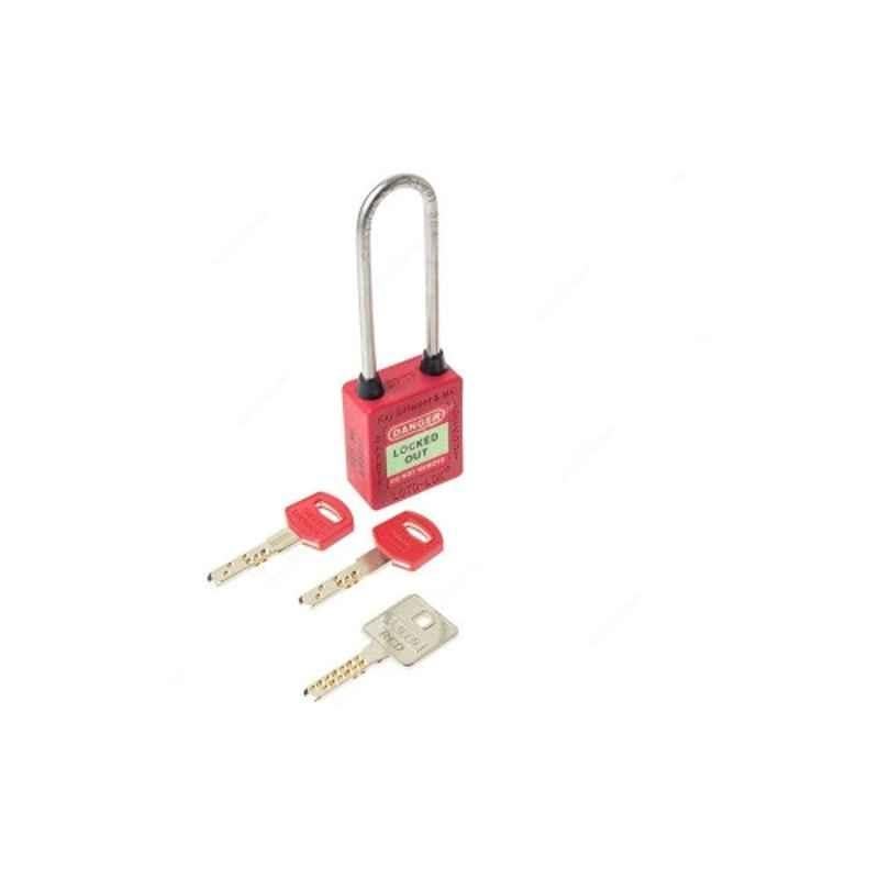 Loto-Lok 80x5mm Nylon & Stainless Steel Red Three Point Traceability Lockout Padlock, 3PTPRKDMKL80