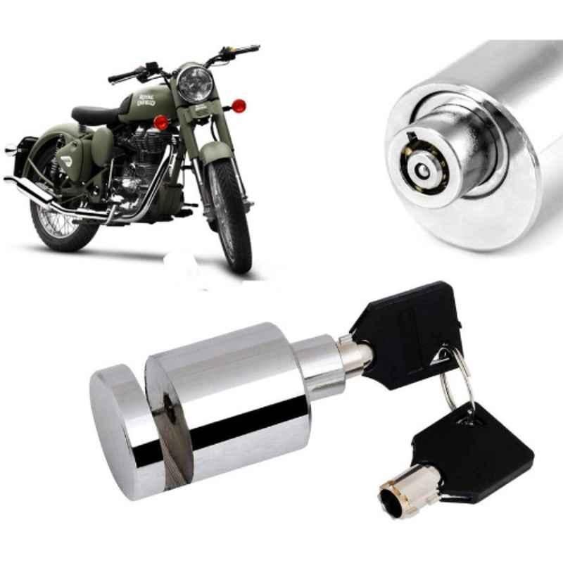 Auto Pearl Stainless Steel Silver Heavy Duty Anti Theft Motorcycle Disc Brake Lock, Lock-358