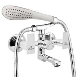 Cliquin Siya Global Brass Chrome Wall Mounted Wall Mixer with Telephonic Crutch Hand Shower & 1m Stainless Steel Shower Tube