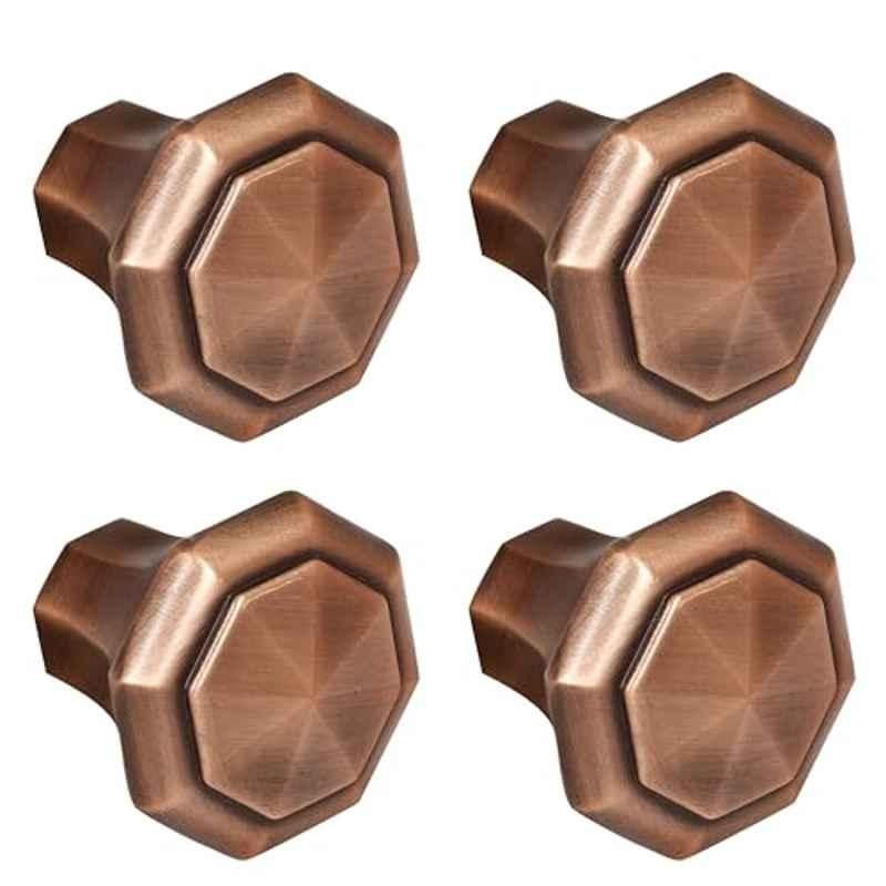 Plantex Knobs for Drawer/Octagon Shape Drawer Knobs/Knobs for Cabinets/Pull-Push Knobs for Kitchen/Bedroom Drawer (Pack of 4) DTK-302, Antique Copper