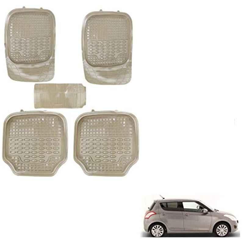 Kozdiko 5 Pcs 4G Beige Rubber & PVC Heavy Car Foot Mat Set for Maruti Suzuki Swift Type-22011_2017, koz_80988