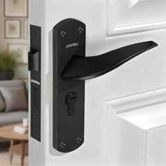 Plantex Heavy-Duty Door Lock Handle Set/ 6-Lever Lock Mechanism with 3 Years of Warranty/Mortise Lock with 3 Keys, Brass Lock Body & Cylinder Z-Black