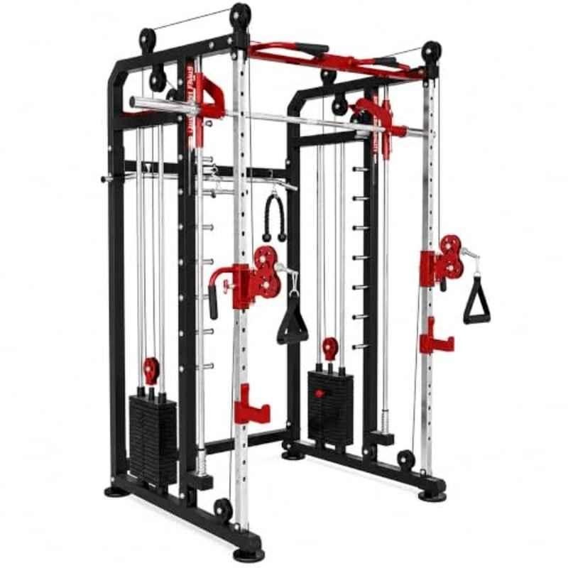 GYM24 Equipment 80kg Capacity Metal Black & Red Multi Functional Trainer Smith Machine with ISI Mark