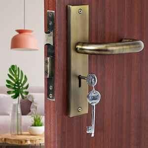Saze 8 inch Stainless Steel Antique Matt Finish Silver Key Plate Mortise Door Lock Pull Handle Set, MG-1103