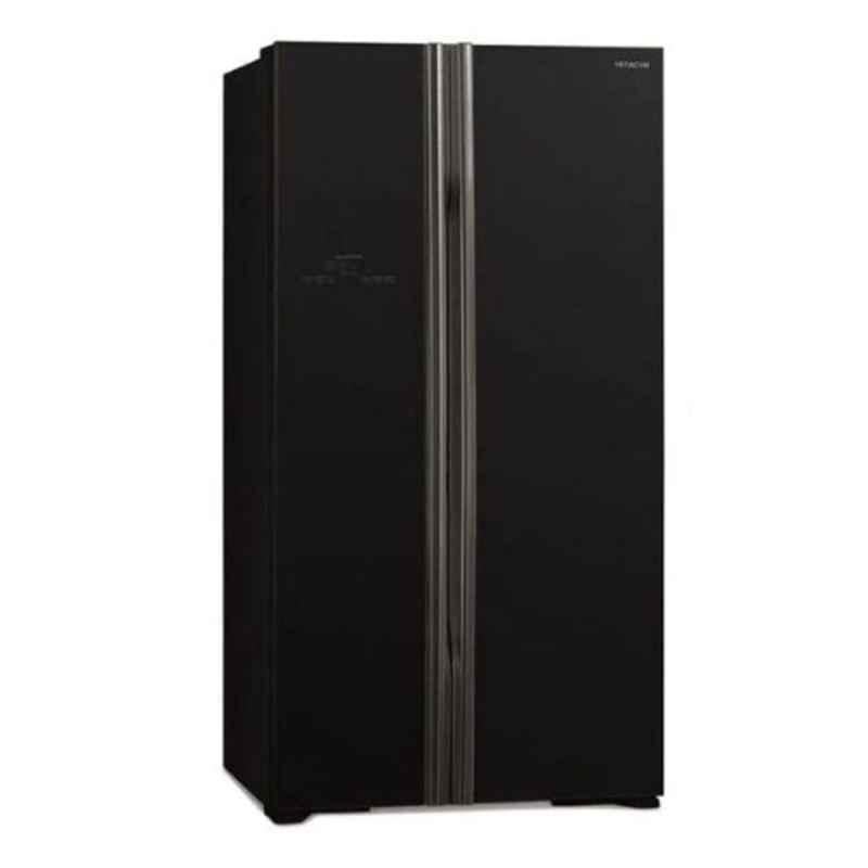 Hitachi 700L Glass Black Side by Side Refrigerator, RS700PUK0GBK