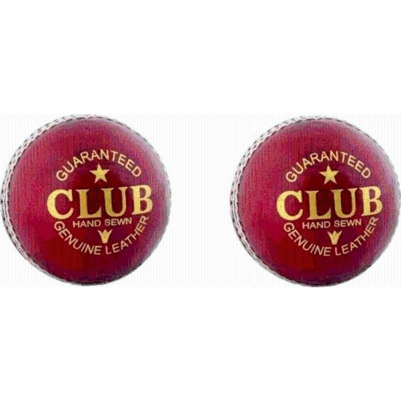 Diablo Standard Red 2 Part Sports Club Cricket Leather Ball (Pack of 2)