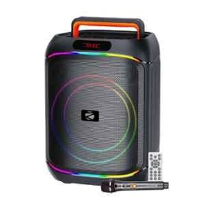 Zebronics Sound Feast 850 64W Black Portable Bluetooth Speaker with Wireless Karaoke Mic, Carry Handle & RGB LED Modes, KSPK 6