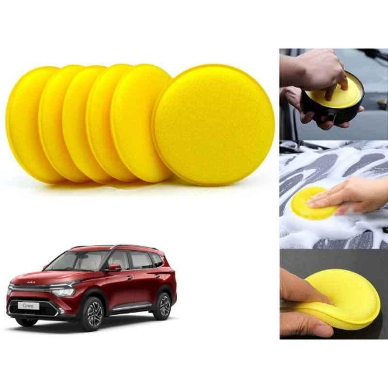 Auto Pearl Polyurethane Beige Washing & Waxing Polish Foam Sponge for Carens 2022 (Pack of 6)
