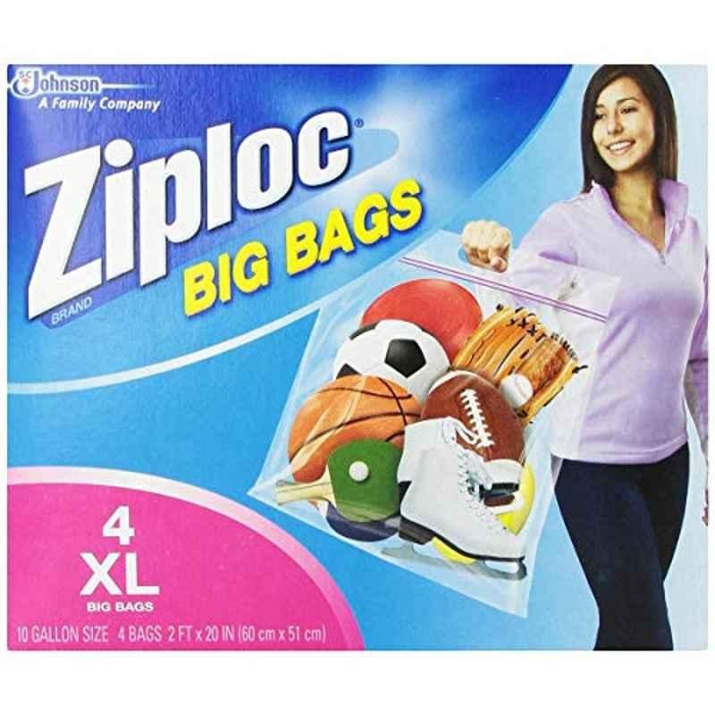 Ziploc 65644 4Pcs Plastic Double Zipper Big Bag, Size: XL