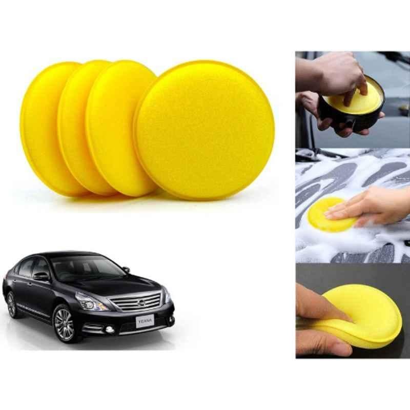 Auto Pearl Polyurethane Beige Washing & Waxing Polish Foam Sponge for NISSAN TEANA (Pack of 4)