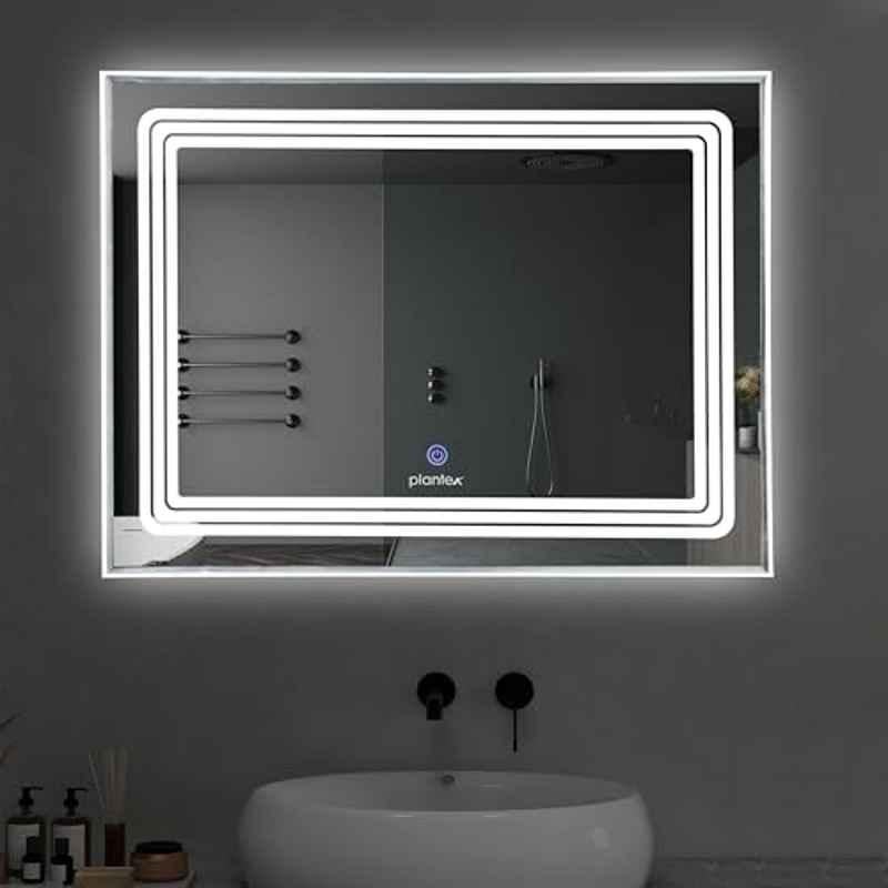 Plantex 18x24 inch Glass Rectangular Shape LED Mirror for Bedroom, 1024