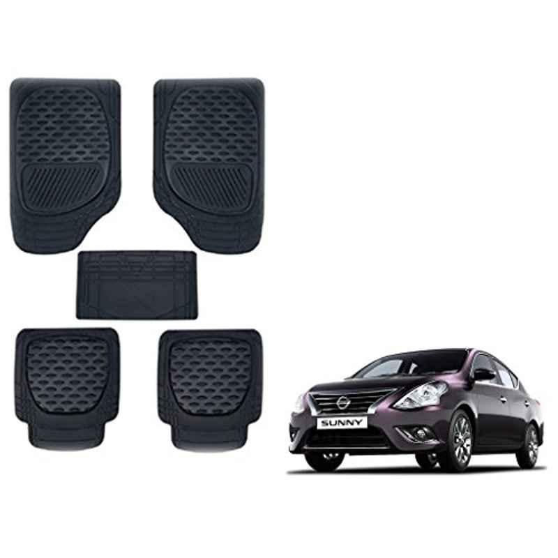 Kozdiko 6255TW 5 Pcs PVC & Rubber Black Car Mat Set for Nissan Sunny