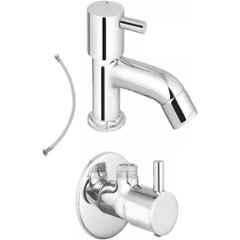 IRIS Dove 3 Pcs Brass Chrome Finish Pillar Cock, Connection Pipe & Angle Cock Set