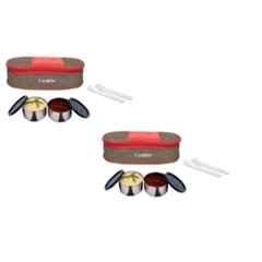 Carrolite 400ml Brown & Black Stainless Steel Lunchbox Buy 1 Get 1 Free, Comboblack_012 (Pack of 5)