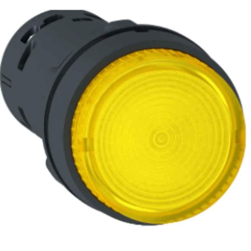 Schneider Harmony 1-NO Plastic Yellow Integral Led Spring Return Monolithic Illuminated Push Button, XB7NW38M1