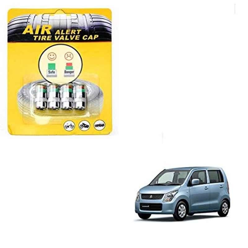 Kozdiko 4 Pcs Iron Air Pressure Alert Car Tyre Valve Caps Set for Maruti Suzuki WagonR Type-2 2010-Present