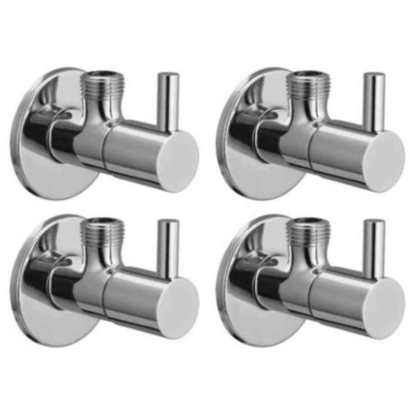 Joyway Flora Brass Chrome Finish Silver Angle Valve Stop Cock (Pack of 4)