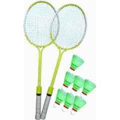 STYRKR 2 Pcs Iron Multicolour Badminton Racquet Kit with 7 Pcs Shuttlecocks