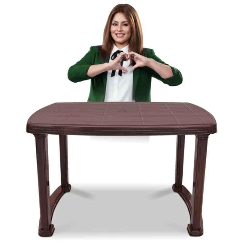 Maharaja 114x73.5x72cm Polypropylene Brown 4 Seater Dining Table for Home, Offices & Restaurant