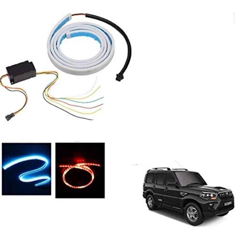 Kozdiko 12V Plastic Multicolour Streamer Brake Tail & Turn Signal LED Strip Light for Mahindra Scorpio