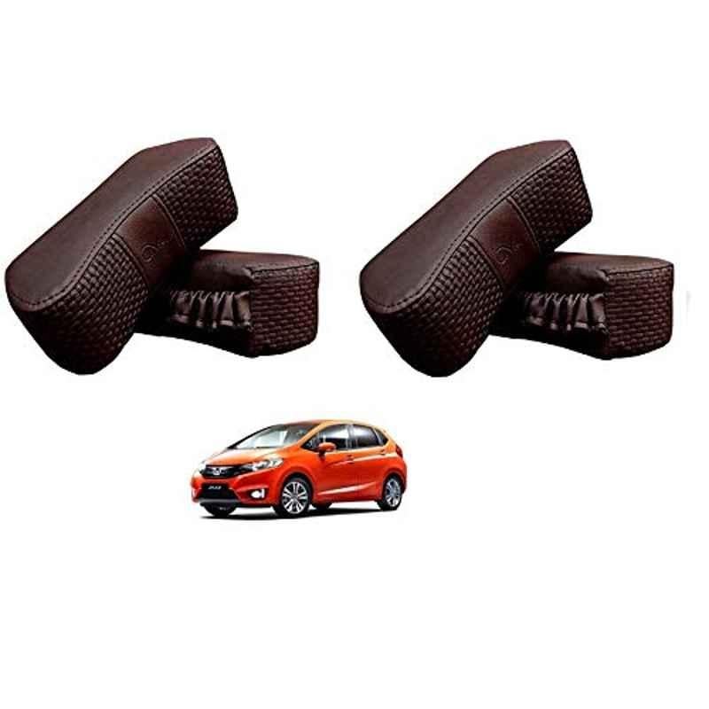 Kozdiko 4 Pcs CV Designer Cola Leatherite Neck Rest Car Cushion Pillow Set for Honda Jazz