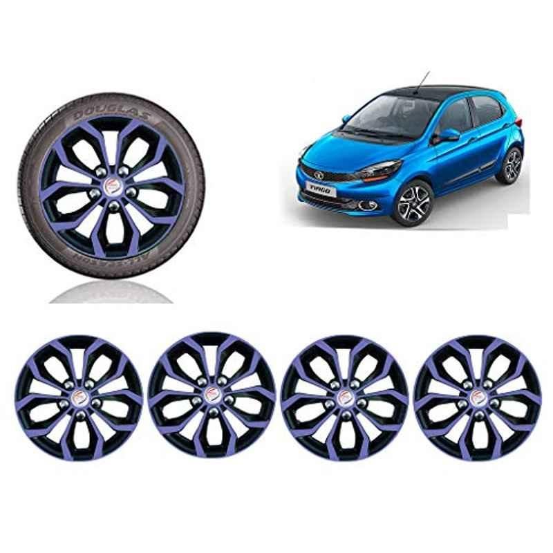 Auto Pearl 4 Pcs 13 inch Black ABS Press Type Hubcap Wheel Cover Set with Retention Ring for Tata Tiago2019XBX