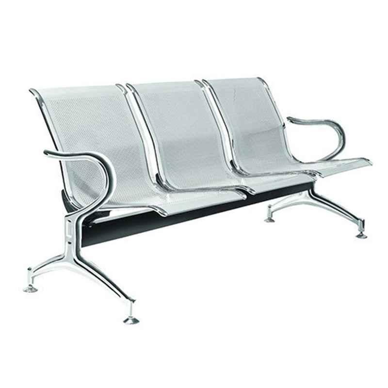Wellsure Healthcare Mild Steel Chrome Plated Three Seater Waiting Chair, WSH-1498