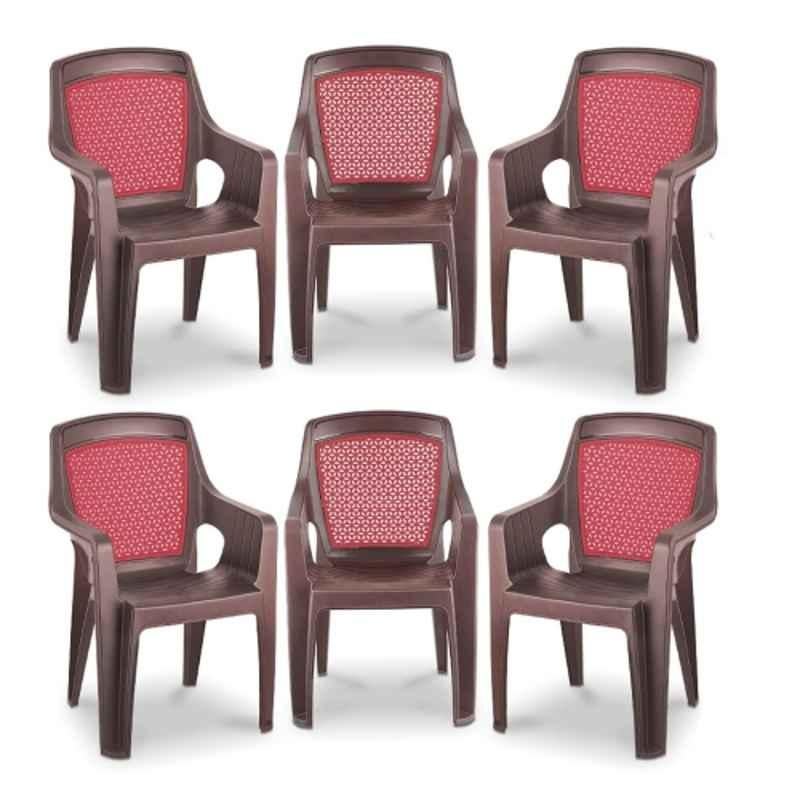 Maharaja Safari114 560x565x840mm Plastic Red Heavy Duty Luxury Armrest Chair (Pack of 6)