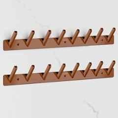 Plantex Wall Hooks for Hanging Cloth/Stainless Steel Towel Hangers/Bathroom Robe Hooks/Door Hangers/Square Wall Hook/Hook Rail for Hanging Keys 8 Hooks (Pack of 2), PVD Rose Gold