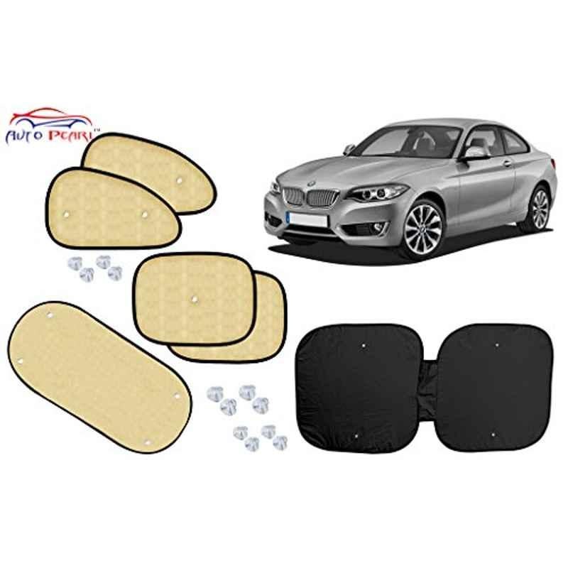 Auto Pearl 6 Pcs PVC & Mesh Beige Window, Front & Rear Sun Shade Set for BMW 2 Series