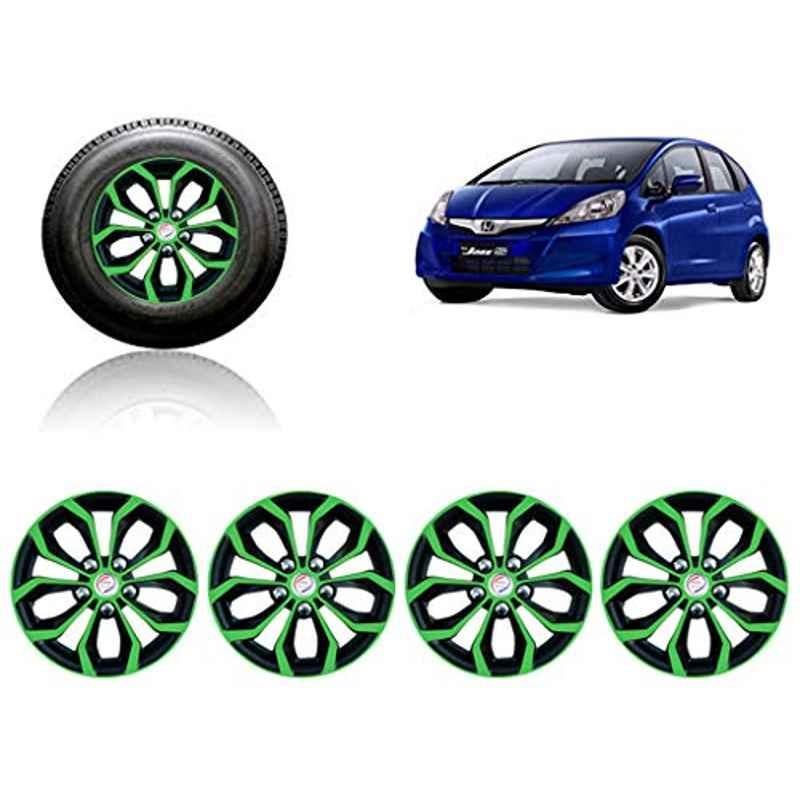 Auto Pearl 4 Pcs 15 inch ABS Green & Black Car Wheel Cover Set for Honda Jazz