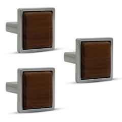 Plantex Knobs for Drawer/Square Drawer Knobs/Knobs for Cabinets/Pull-Push Knobs for Kitchen/Bedroom Drawer (Pack of 3) Small, Satin & Wood