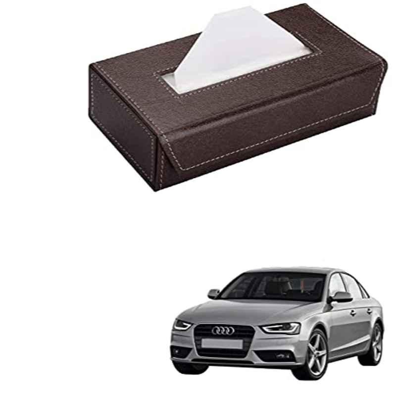 Kozdiko 100 Pulls PU Leather Brown Car Tissue Paper Box with 200 Sheets for Audi A4