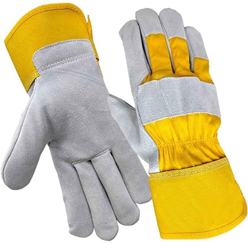 MPS 100 Leather & Polyester Grey Welding Safety Gloves, Size: Free